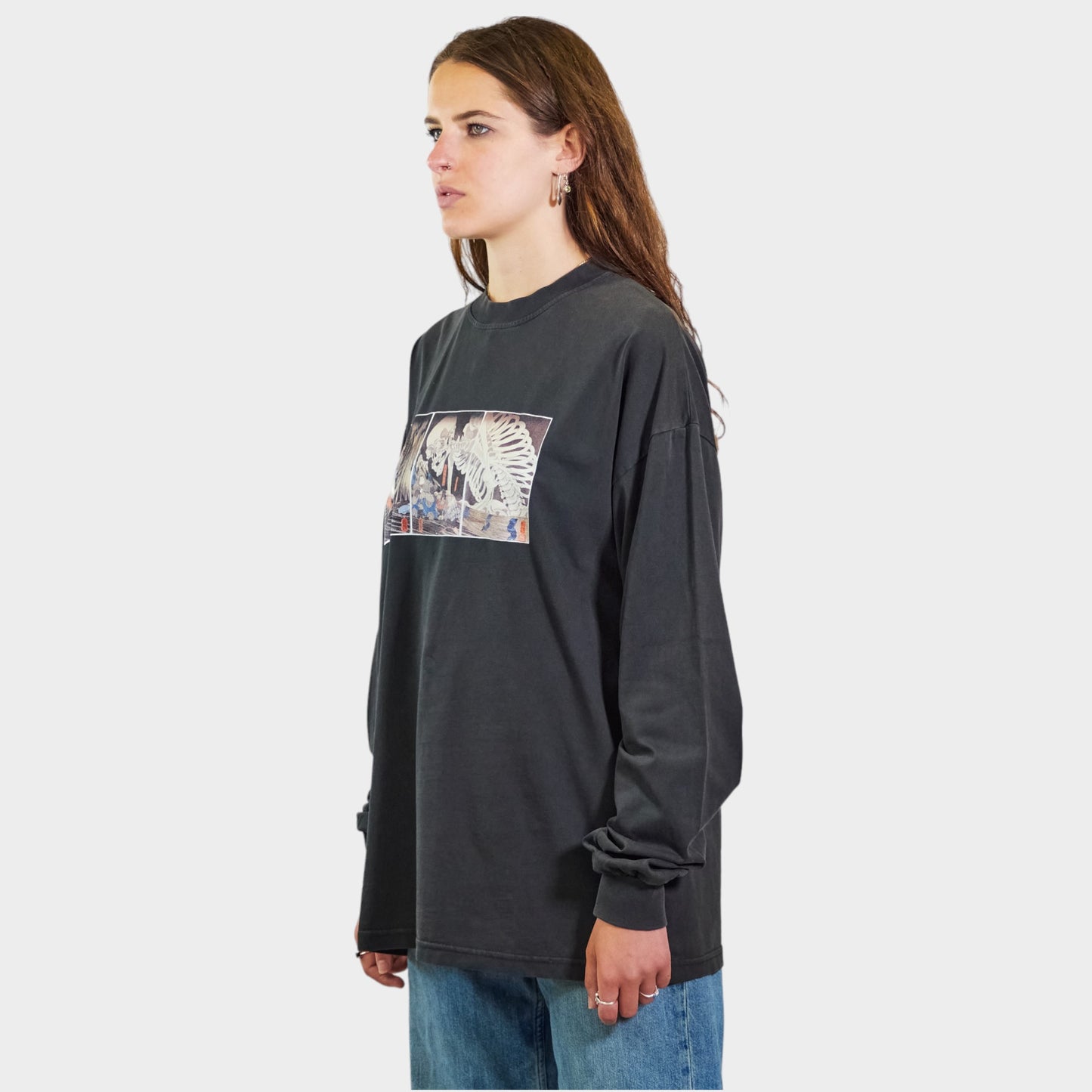 SKELETON LS TEE VINTAGE BLACK