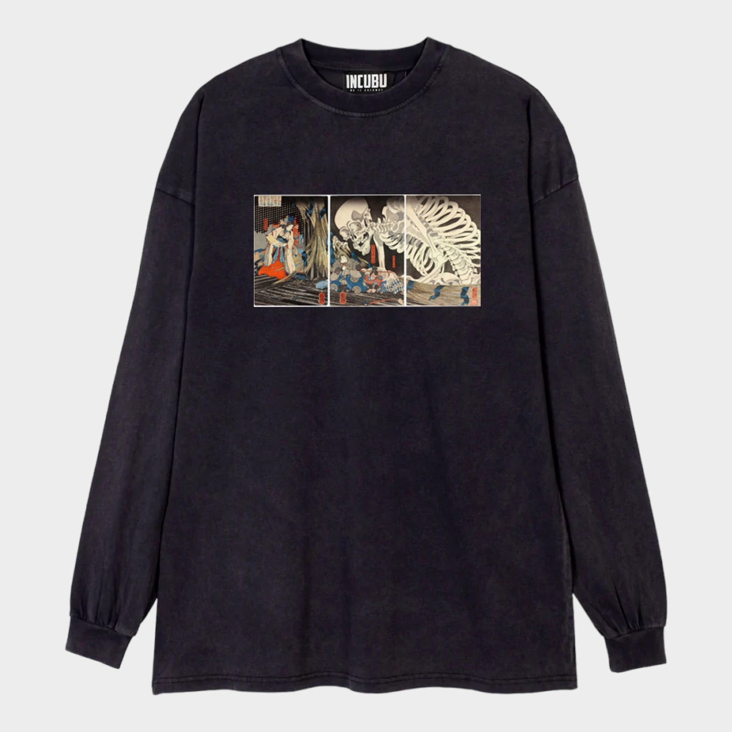 SKELETON LS TEE VINTAGE BLACK