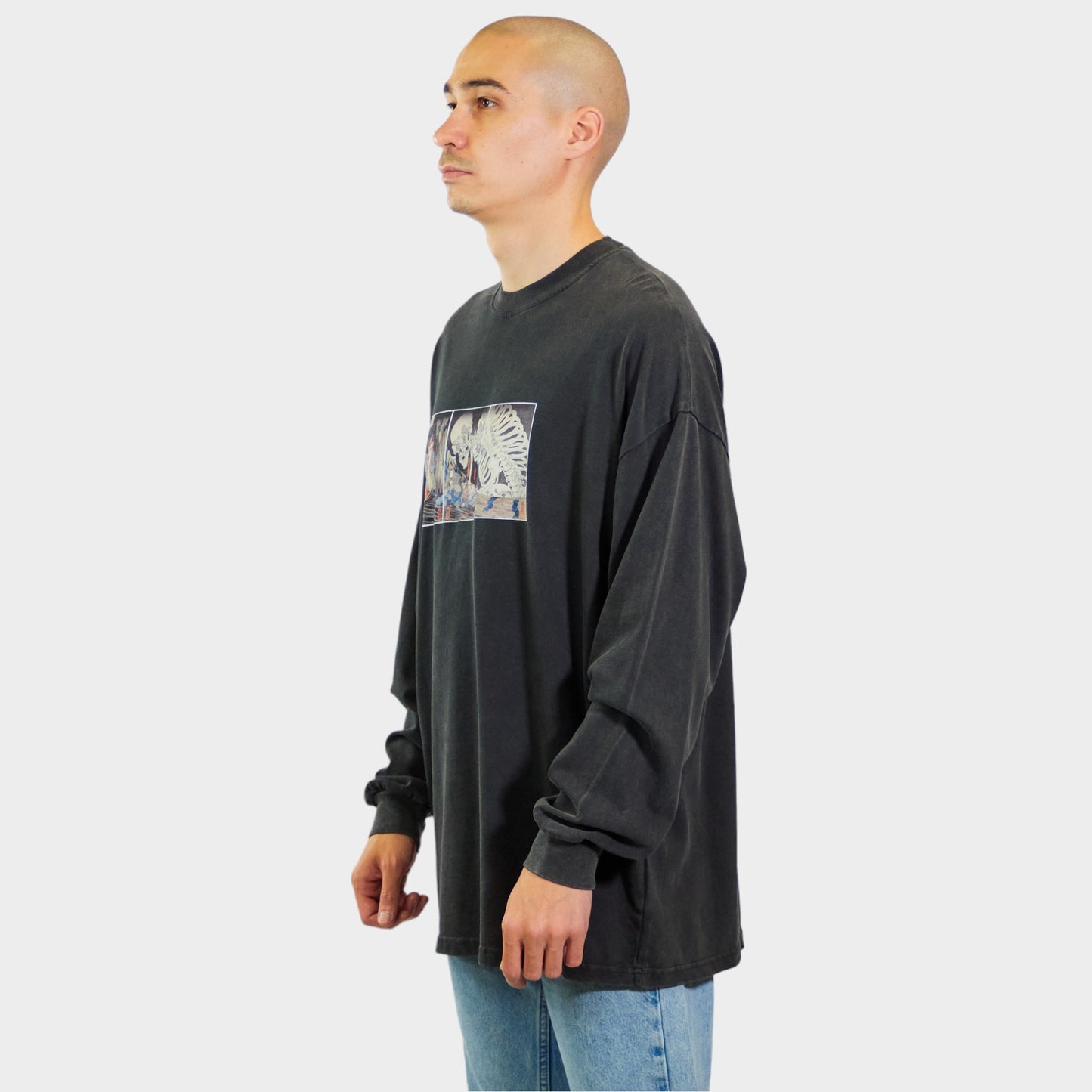 SKELETON LS TEE VINTAGE BLACK