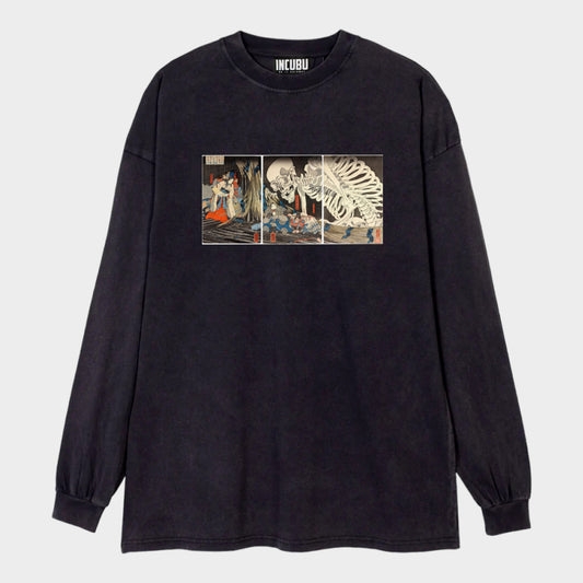 SKELETON LS TEE VINTAGE BLACK